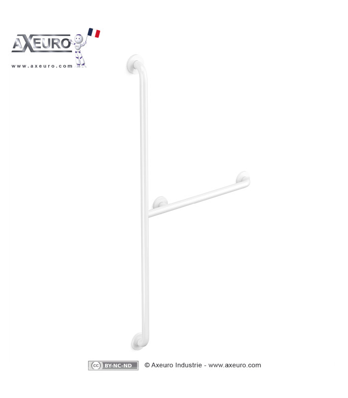 T-shaped safety bar : 4-foot grab handle, white lacquered stainless steel