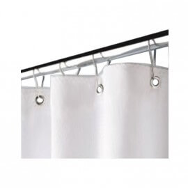 Anzzi 35-55 Inches Shower Curtain Rod with Shower Hooks in Brushed Nickel | Adjustable Tension Shower Doorway Curtain Rod | Rust Resistant No Drilling