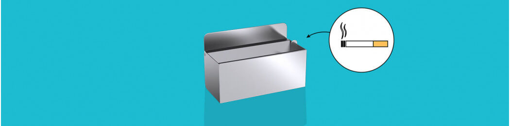 Stainless steel ashtrays (wall-mounted, floor-mounted or built-in)