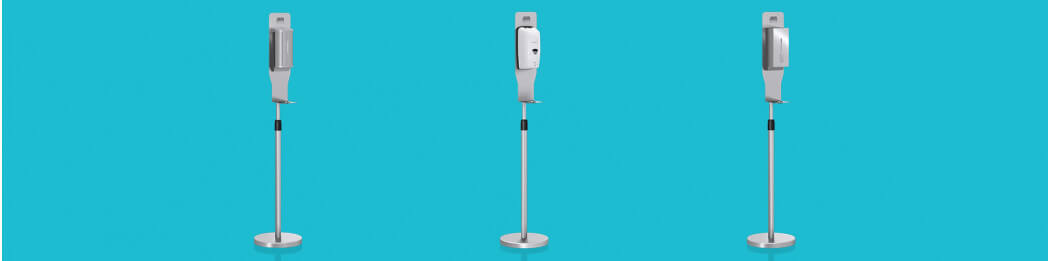 Floor-standing disinfectant lotion dispensers